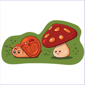 Vinyl Sticker Snail & Mushroom