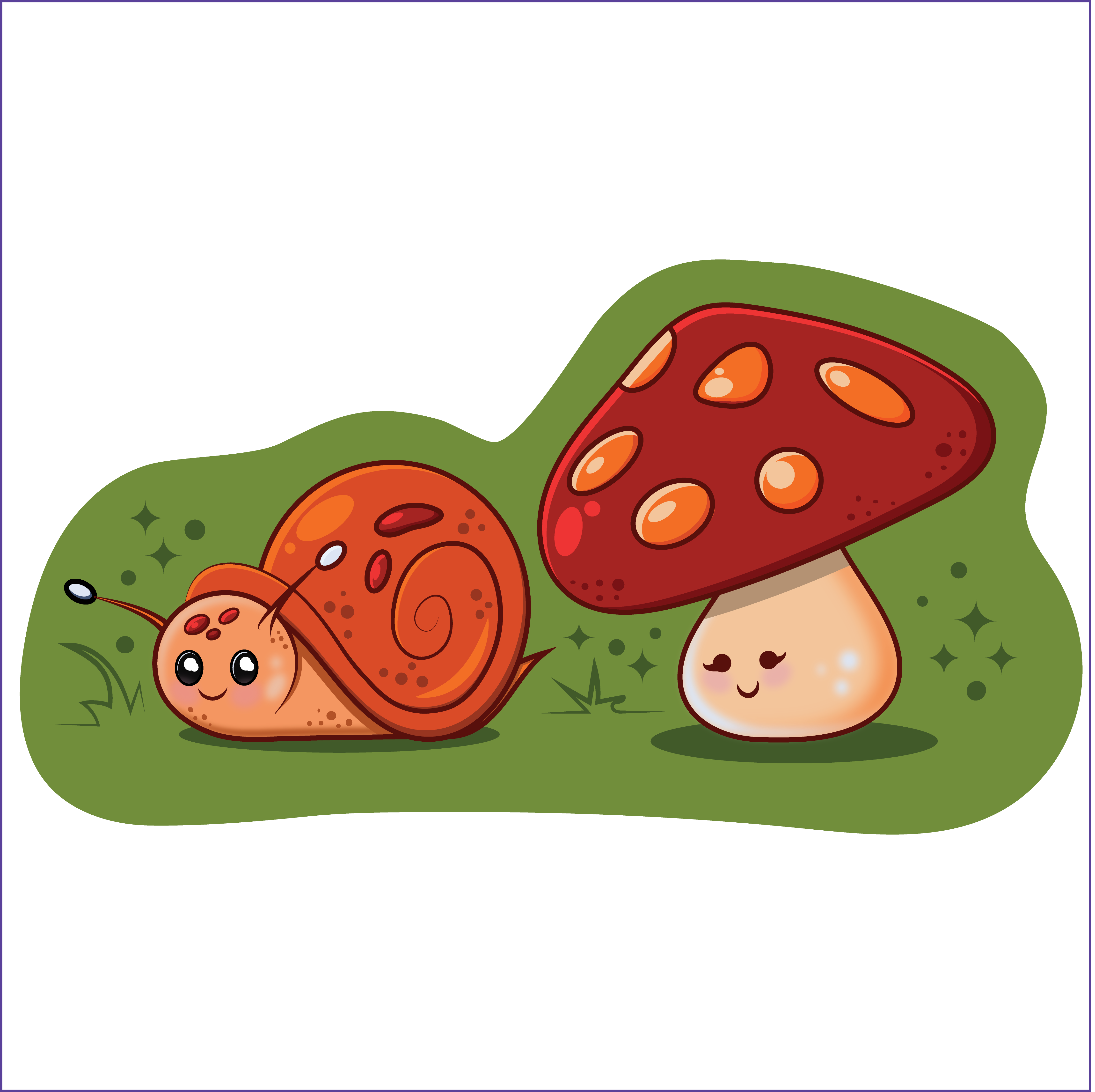 Vinyl Sticker Snail & Mushroom